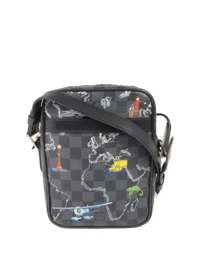 Pre-owned Louis Vuitton Pm Damier Graphite Danube Cross Body Bag In Black