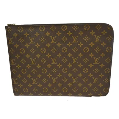 Pre-owned Louis Vuitton Poche Documents Monogram Canvas Brown Canvas Clutche & Pouche Bag ()