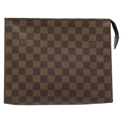 Pre-owned Louis Vuitton Poche Toilette Brown Canvas Clutch Bag ()