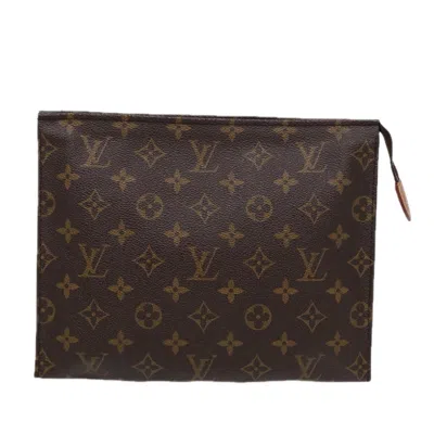 Pre-owned Louis Vuitton Poche Toilette Brown Canvas Clutch Bag ()