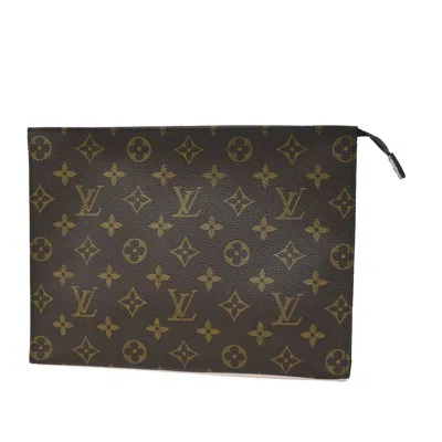 Pre-owned Louis Vuitton Poche Toilette Canvas Clutch Bag () In Brown