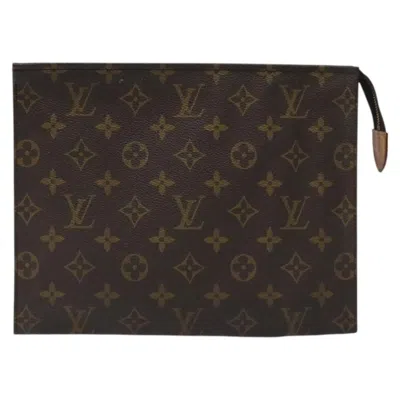 Pre-owned Louis Vuitton Poche Toilette Canvas Clutch Bag () In Brown