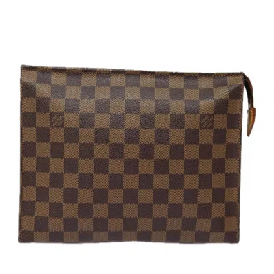 Pre-owned Louis Vuitton Poche Toilette Canvas Clutch Bag () In Brown