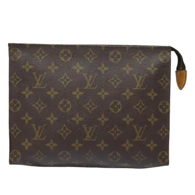 Pre-owned Louis Vuitton Poche Toilette Canvas Clutch Bag () In Brown