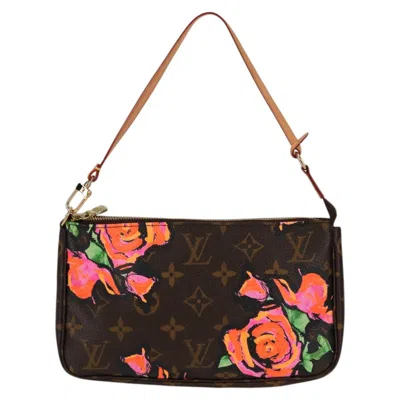 Pre-owned Louis Vuitton Pochette Accessoire Brown Canvas Clutch Bag ()