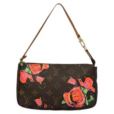Pre-owned Louis Vuitton Pochette Accessoire Brown Canvas Clutch Bag ()