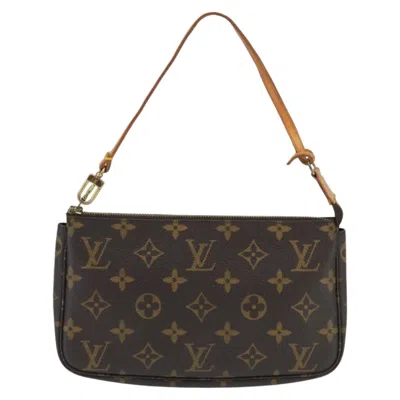 Pre-owned Louis Vuitton Pochette Accessoire Canvas Clutch Bag () In Brown