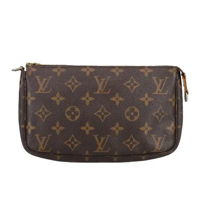 Pre-owned Louis Vuitton Pochette Accessoire Canvas Clutch Bag () In Brown