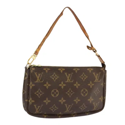 Pre-owned Louis Vuitton Pochette Accessoire Canvas Clutch Bag () In Brown