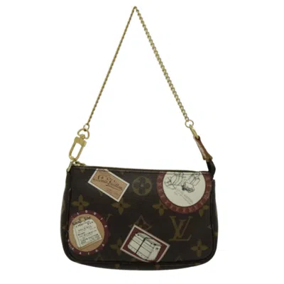 Pre-owned Louis Vuitton Pochette Accessoire Canvas Clutch Bag () In Brown