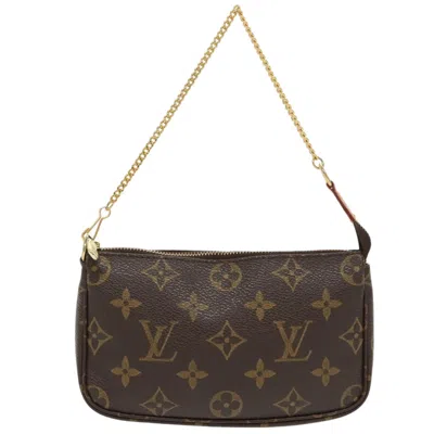 Pre-owned Louis Vuitton Pochette Accessoire Canvas Clutch Bag () In Brown