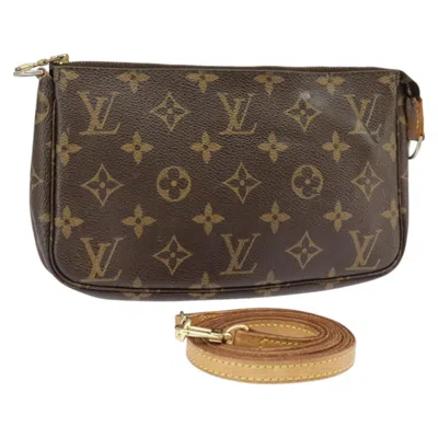 Pre-owned Louis Vuitton Pochette Accessoire Canvas Clutch Bag () In Brown