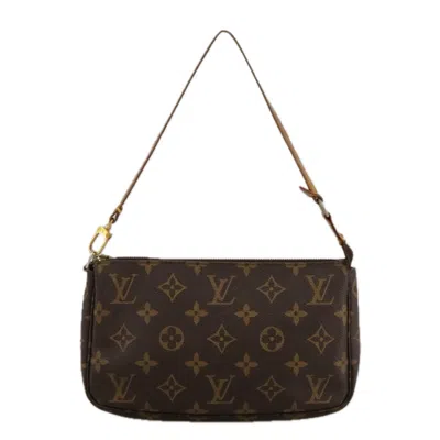 Pre-owned Louis Vuitton Pochette Accessoire Canvas Clutch Bag () In Brown