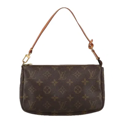 Pre-owned Louis Vuitton Pochette Accessoire Canvas Clutch Bag () In Brown