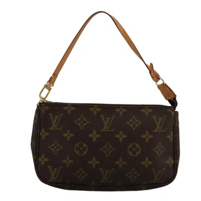 Pre-owned Louis Vuitton Pochette Accessoire Canvas Clutch Bag () In Brown