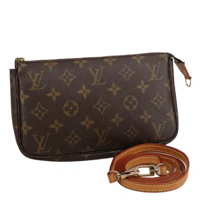 Pre-owned Louis Vuitton Pochette Accessoire Canvas Clutch Bag () In Brown