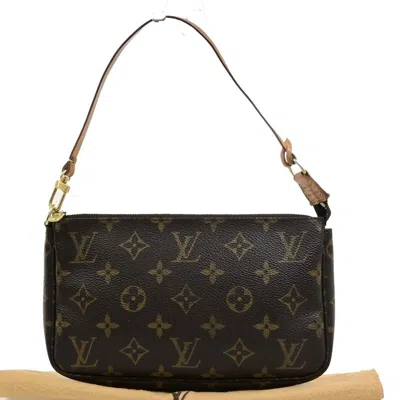 Pre-owned Louis Vuitton Pochette Accessoire Canvas Clutch Bag () In Brown