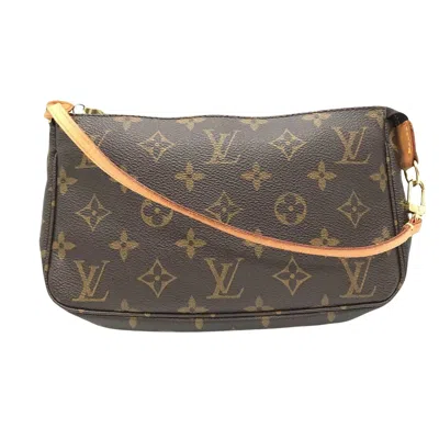 Pre-owned Louis Vuitton Pochette Accessoire Canvas Clutch Bag () In Brown