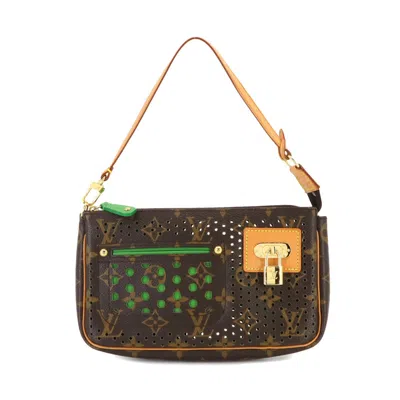 Pre-owned Louis Vuitton Pochette Accessoire Canvas Clutch Bag () In Brown