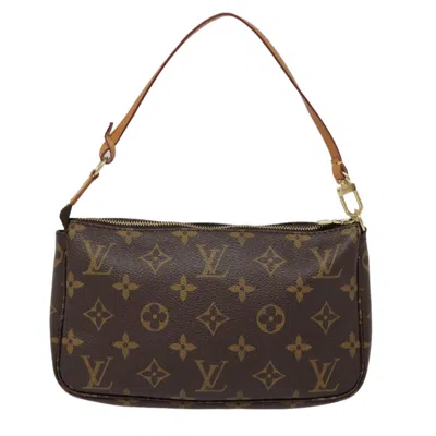 Pre-owned Louis Vuitton Pochette Accessoire Canvas Clutch Bag () In Brown