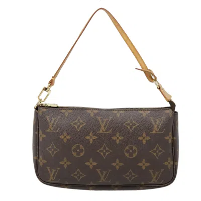 Pre-owned Louis Vuitton Pochette Accessoire Canvas Clutch Bag () In Brown