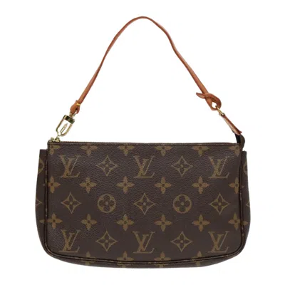 Pre-owned Louis Vuitton Pochette Accessoire Canvas Clutch Bag () In Brown