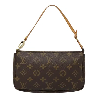 Pre-owned Louis Vuitton Pochette Accessoire Canvas Clutch Bag () In Brown