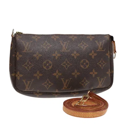 Pre-owned Louis Vuitton Pochette Accessoire Canvas Clutch Bag () In Brown