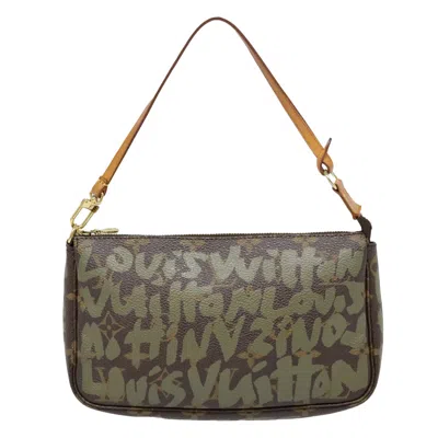 Pre-owned Louis Vuitton Pochette Accessoire Canvas Clutch Bag () In Brown