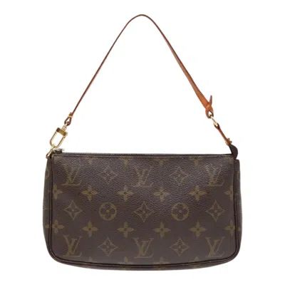 Pre-owned Louis Vuitton Pochette Accessoire Canvas Clutch Bag () In Brown