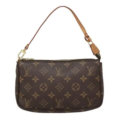 Pre-owned Louis Vuitton Pochette Accessoire Canvas Clutch Bag () In Brown
