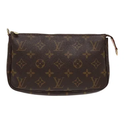 Pre-owned Louis Vuitton Pochette Accessoire Canvas Clutch Bag () In Brown