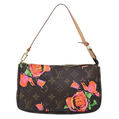 Pre-owned Louis Vuitton Pochette Accessoire Canvas Clutch Bag () In Brown