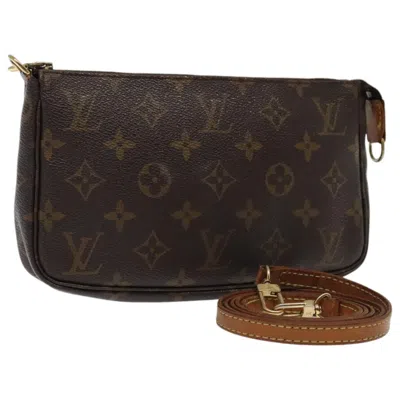 Pre-owned Louis Vuitton Pochette Accessoire Canvas Clutch Bag () In Brown
