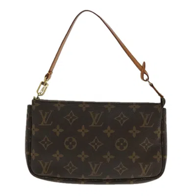 Pre-owned Louis Vuitton Pochette Accessoire Canvas Clutch Bag () In Brown