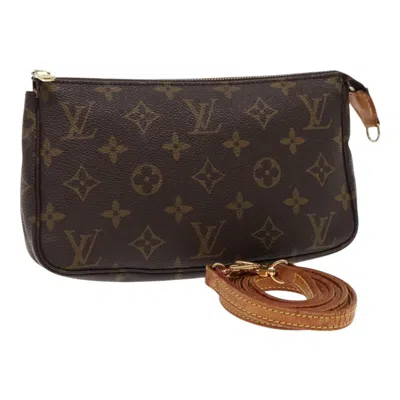 Pre-owned Louis Vuitton Pochette Accessoire Canvas Clutch Bag () In Brown