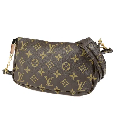Pre-owned Louis Vuitton Pochette Accessoire Canvas Clutch Bag () In Brown