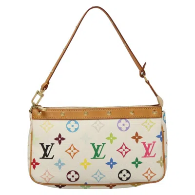 Pre-owned Louis Vuitton Pochette Accessoire Canvas Clutch Bag () In White