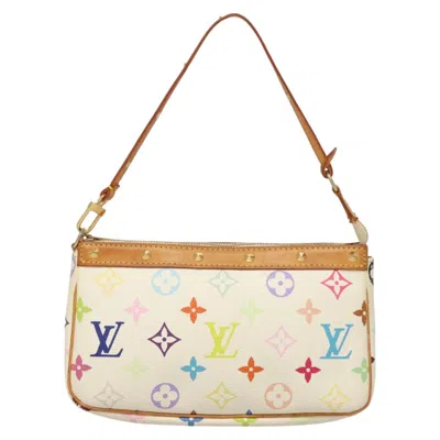 Pre-owned Louis Vuitton Pochette Accessoire Canvas Clutch Bag () In White