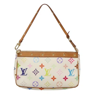 Pre-owned Louis Vuitton Pochette Accessoire Canvas Clutch Bag () In White