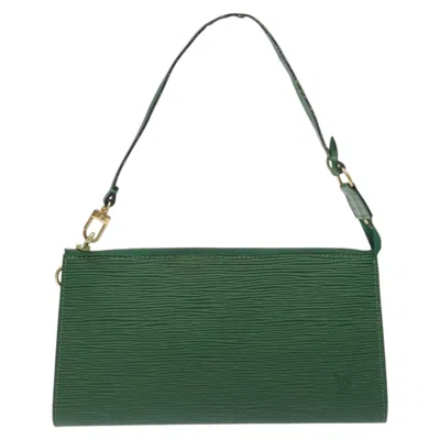 Pre-owned Louis Vuitton Pochette Accessoire Green Leather Clutch Bag ()