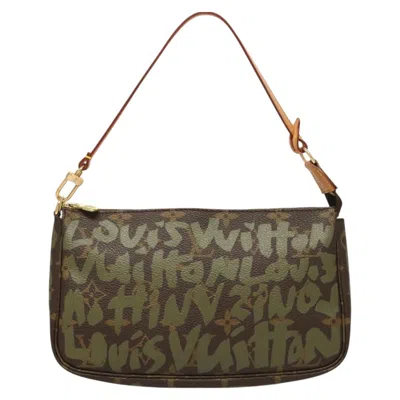Pre-owned Louis Vuitton Pochette Accessoire Khaki Canvas Clutch Bag () In Brown