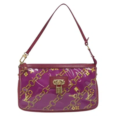 Pre-owned Louis Vuitton Pochette Accessoire Patent Leather Clutch Bag () In Pink
