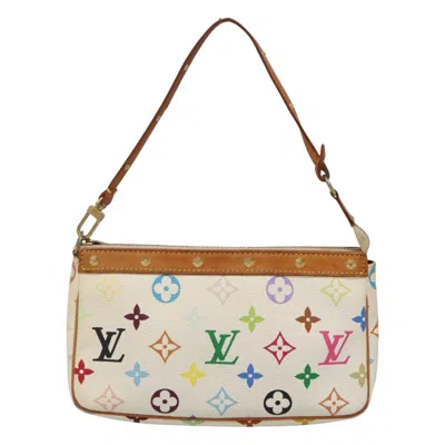 Pre-owned Louis Vuitton Pochette Accessoire White Canvas Clutch Bag ()