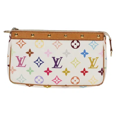Pre-owned Louis Vuitton Pochette Accessoire White Canvas Clutch Bag ()