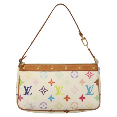 Pre-owned Louis Vuitton Pochette Accessoire White Canvas Clutch Bag ()