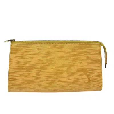 Pre-owned Louis Vuitton Pochette Accessoire Yellow Leather Clutch Bag ()