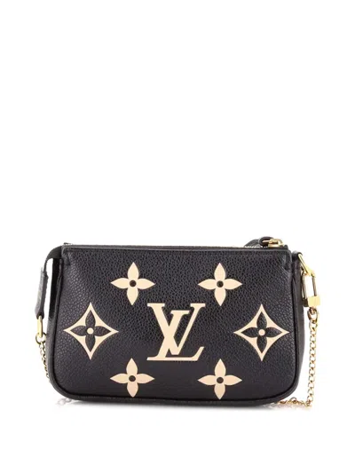 Pre-owned Louis Vuitton Pochette Accessoires Bicolor Monogram Empreinte Giant Mini Clutch Bag In Black