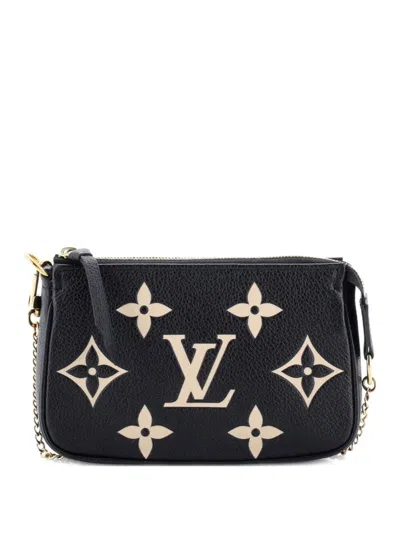 Pre-owned Louis Vuitton Pochette Accessoires Bicolor Monogram Empreinte Giant Mini Clutch Bag In Black