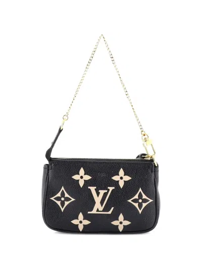 Pre-owned Louis Vuitton Pochette Accessoires Bicolor Monogram Empreinte Giant Mini Clutch Bag In Black
